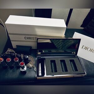 Beautiful Christian Dior gold clutch and lipstick collection